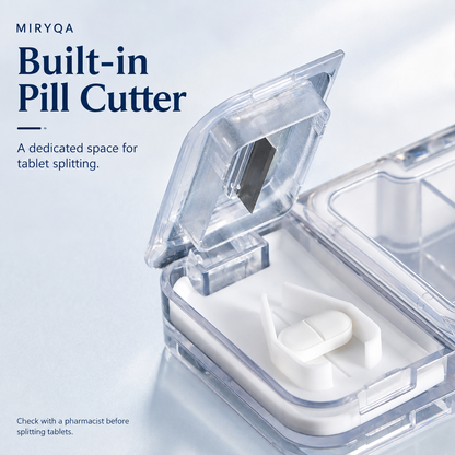 Built-in pill cutter with a dedicated tablet support